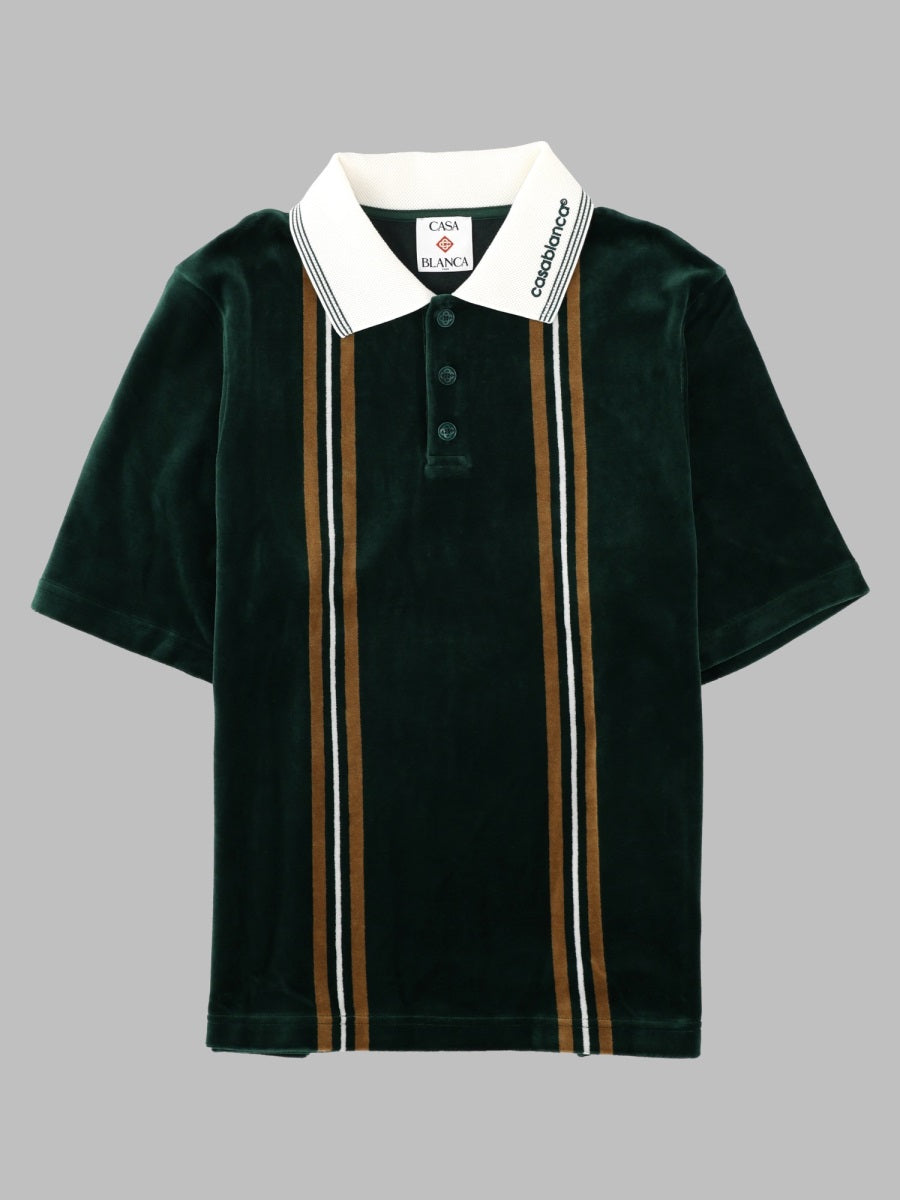 Casablanca Men Polo In Velluto Con Logo