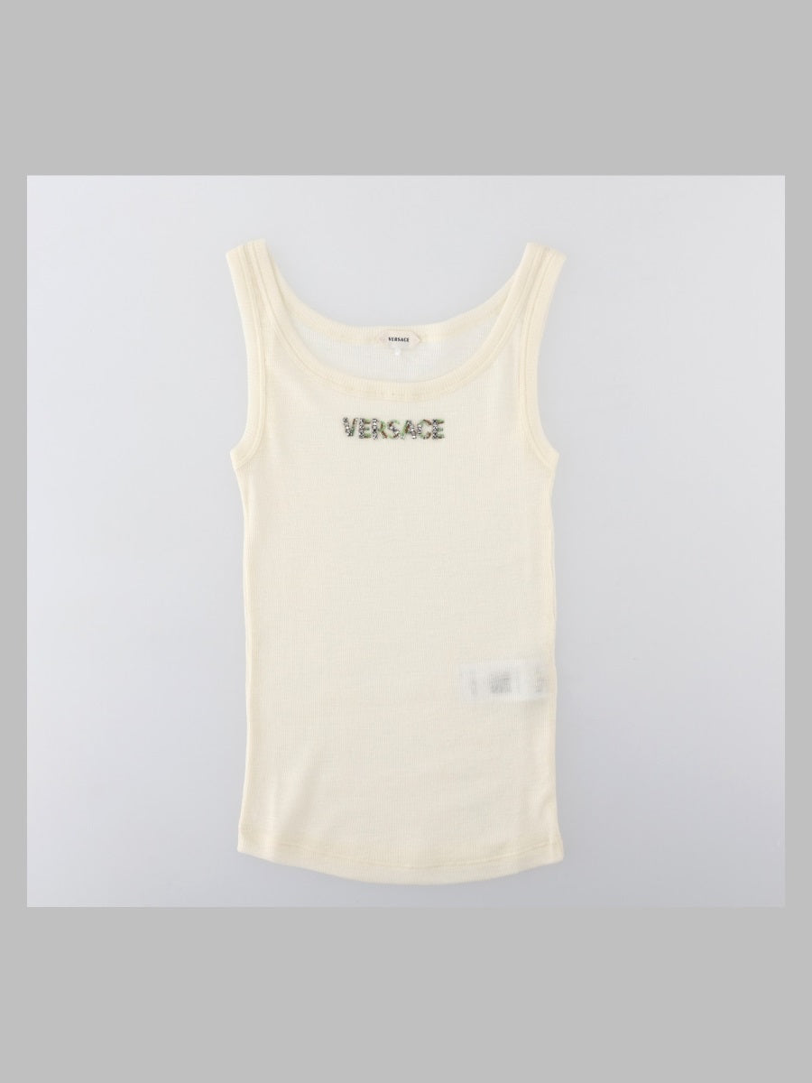 Versace Women Tank Top Con Crystal Logo