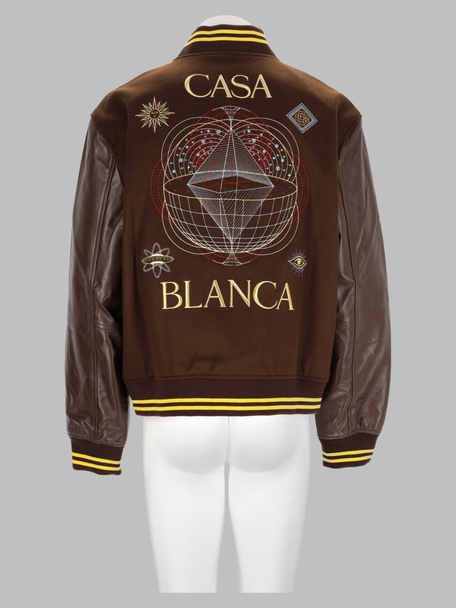 Casablanca Men Giacca College In Lana E Pelle