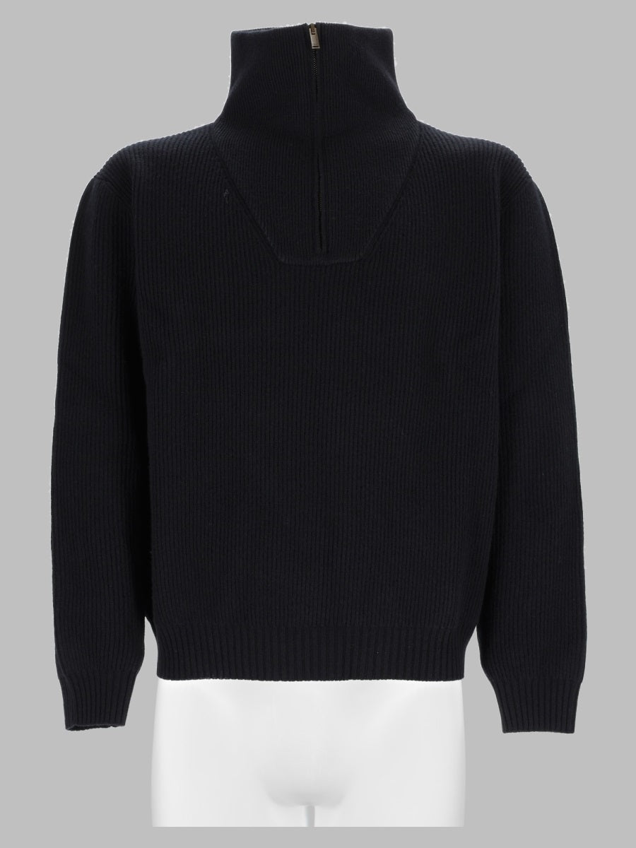 Saint Laurent Men Pullover Con Mezza Zip In Lana A Coste