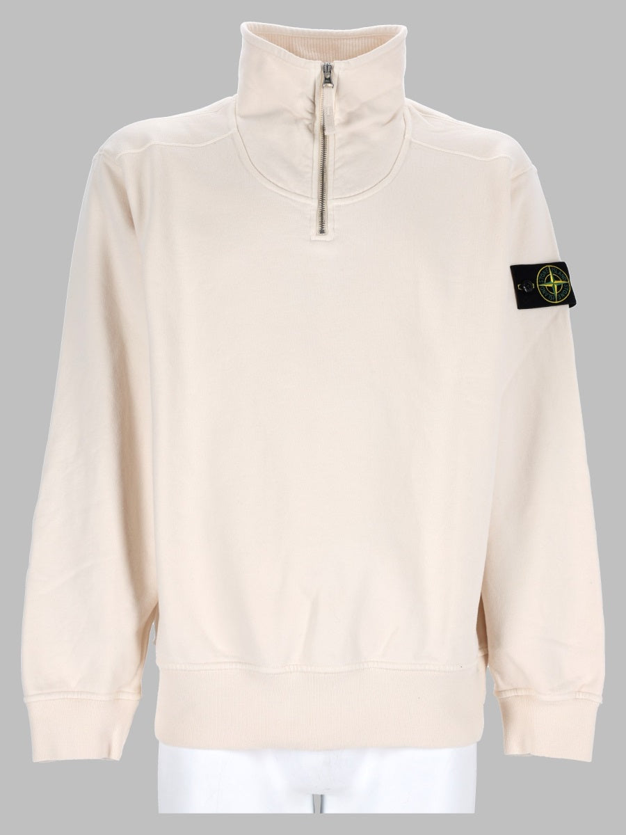 Stone Island Men Felpa Con Zip Corta E Patch Logo