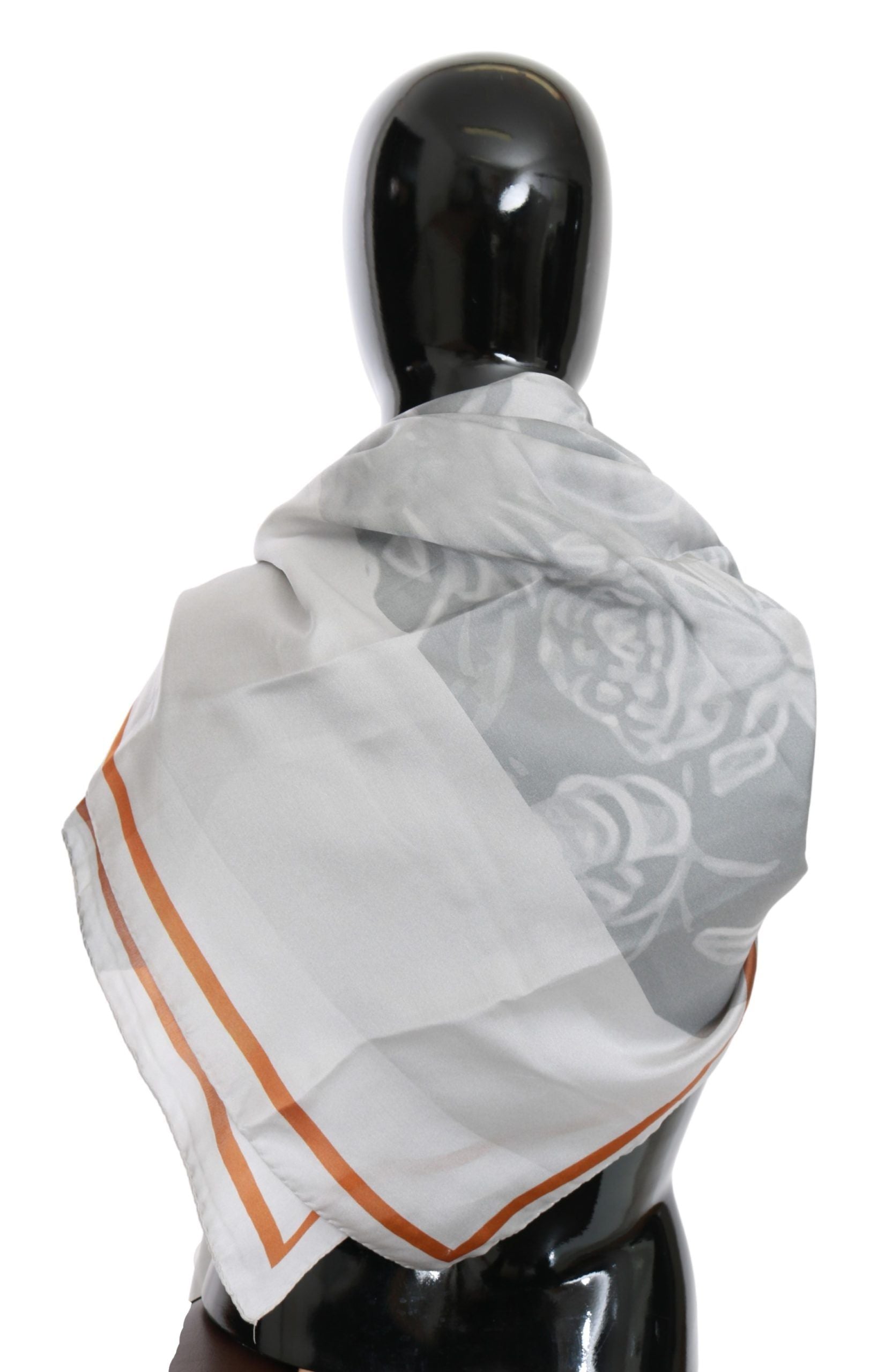 Costume National Gray Red Silk Shawl Foulard Wrap Women's Scarf