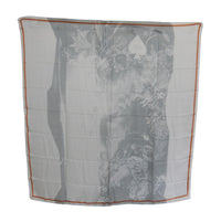 Costume National Gray Red Silk Shawl Foulard Wrap Women's Scarf