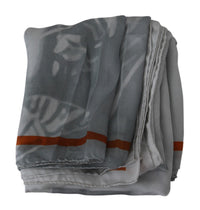 Costume National Gray Red Silk Shawl Foulard Wrap Women's Scarf