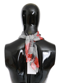 Costume National Red 100% Silk Branded Gray Women's Scarf