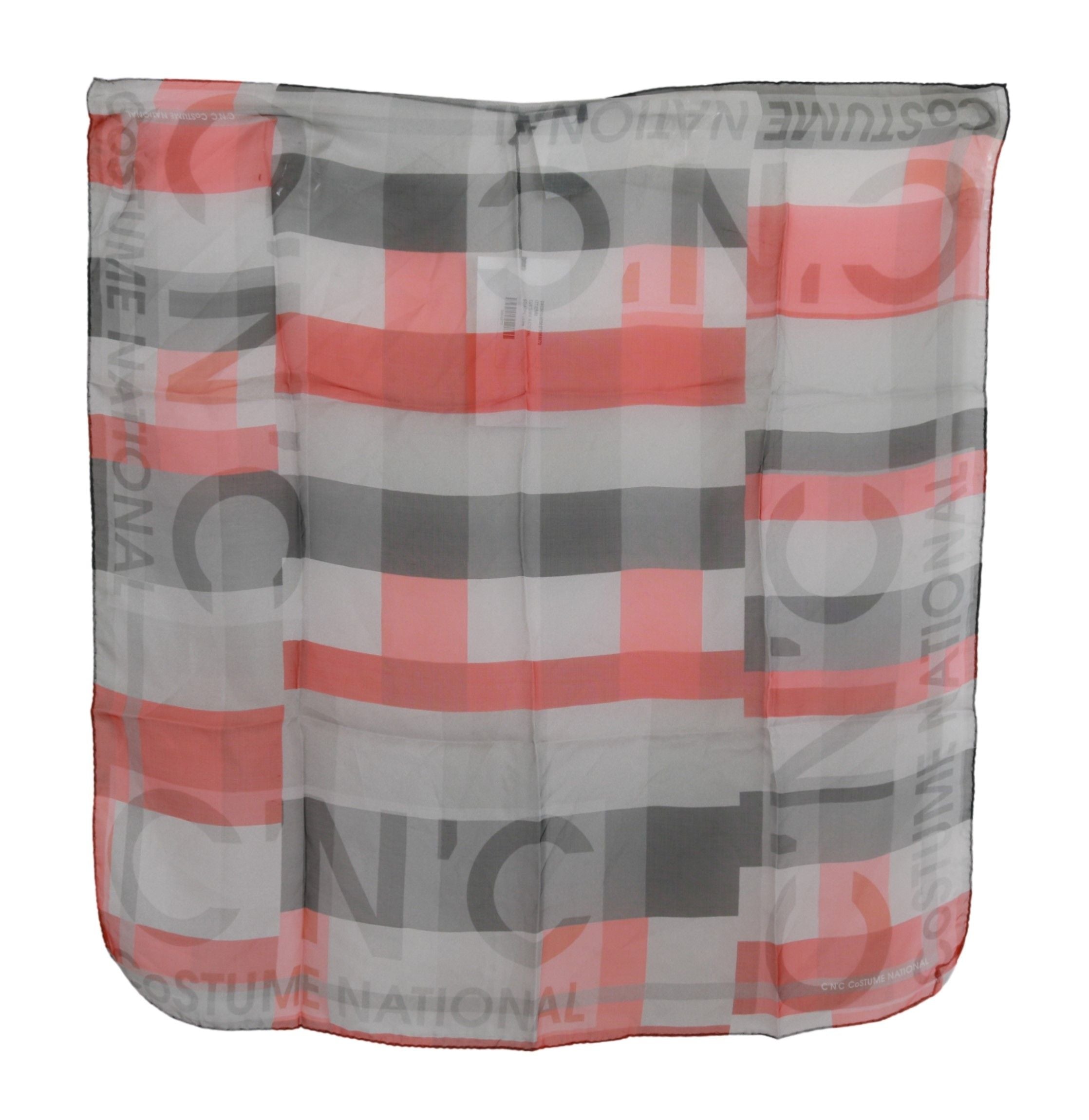 Costume National Red 100% Silk Branded Gray Women's Scarf