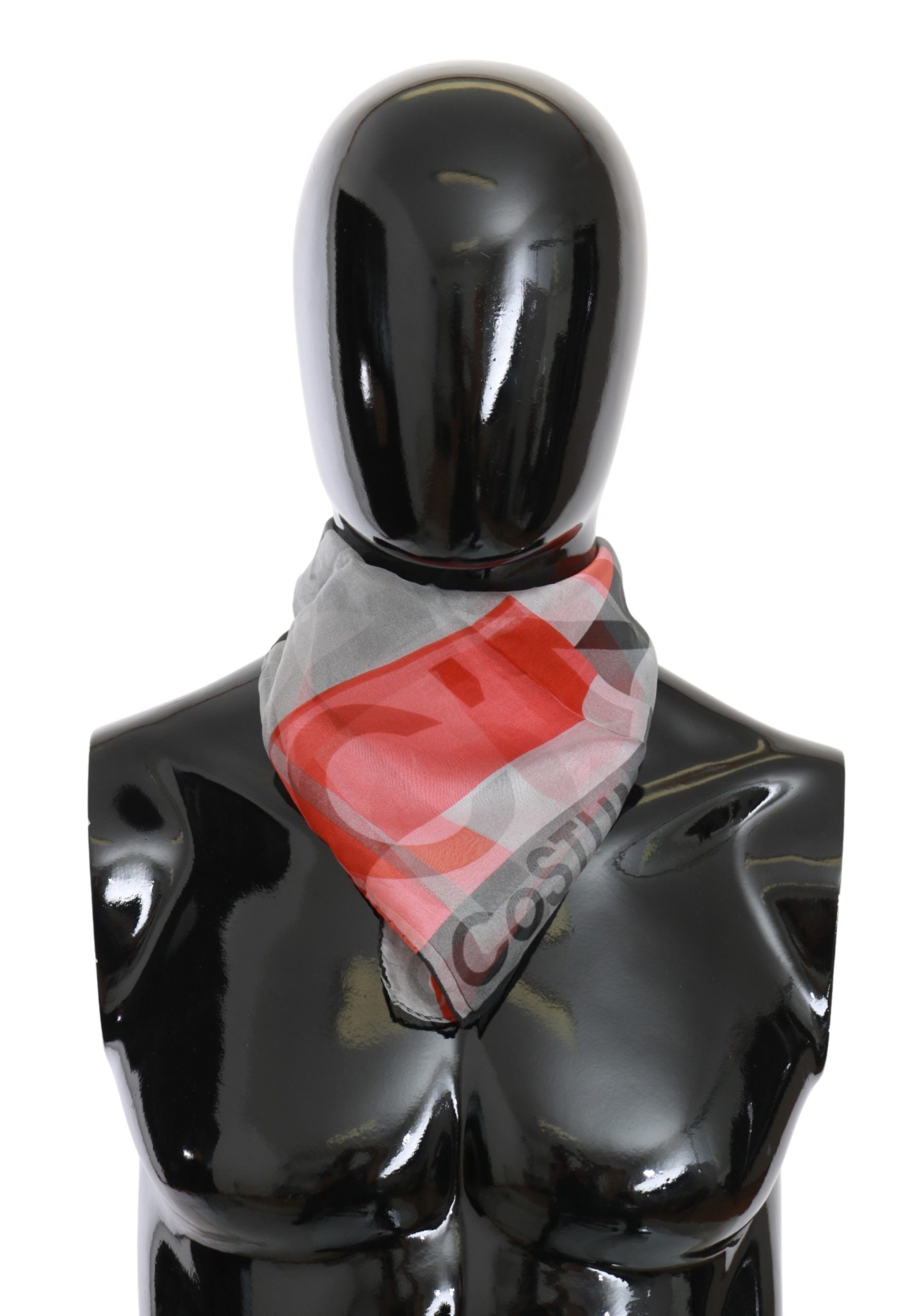 Costume National Red 100% Silk Branded Gray Women's Scarf