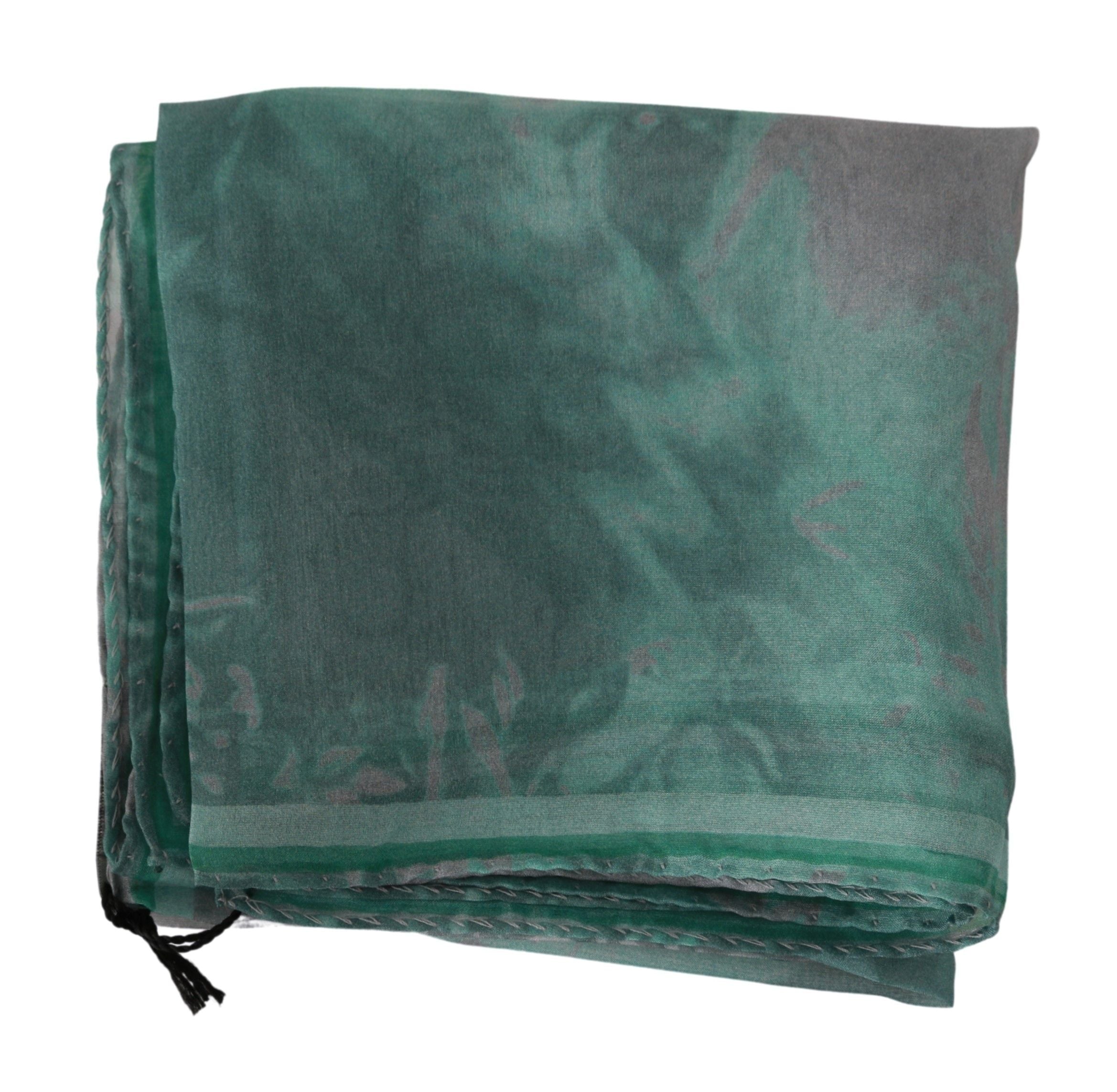 Costume National Green Silk Shawl Foulard Wrap Women's Scarf