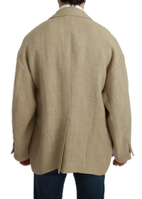 Dolce & Gabbana Beige Jacket Men's 100% Jute Blazer Men's Coat