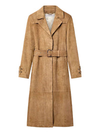 GOLDEN GOOSE Waxed Treatment With Lived-In Effect Suede Trench Coat Women