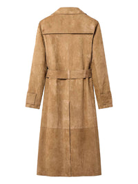 GOLDEN GOOSE Waxed Treatment With Lived-In Effect Suede Trench Coat Women