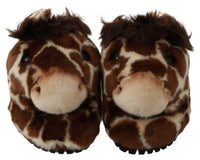 Dolce & Gabbana Dolce & Gabbana Brown Giraffe Slippers Flats Sandals Women's Shoes
