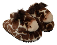 Dolce & Gabbana Dolce & Gabbana Brown Giraffe Slippers Flats Sandals Women's Shoes
