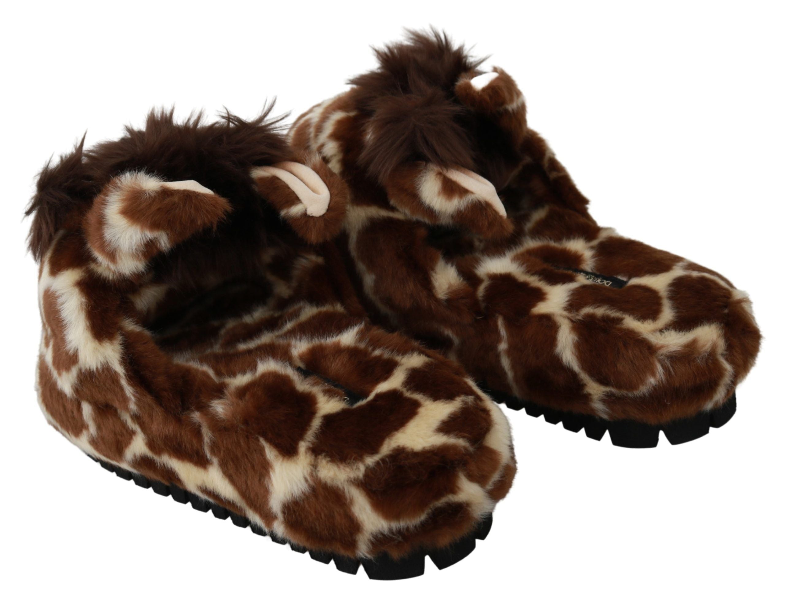 Dolce & Gabbana Dolce & Gabbana Brown Giraffe Slippers Flats Sandals Women's Shoes