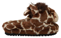 Dolce & Gabbana Dolce & Gabbana Brown Giraffe Slippers Flats Sandals Women's Shoes