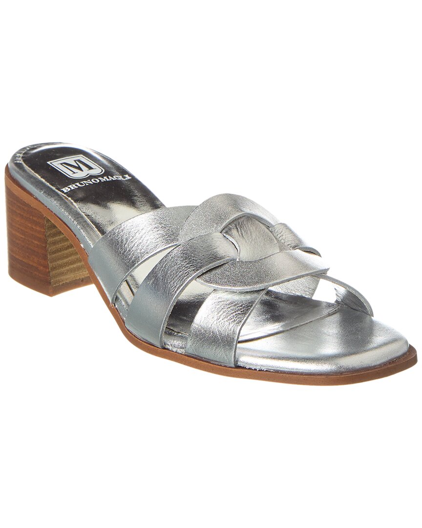 M By Bruno Magli Aria Leather Sandals Silver