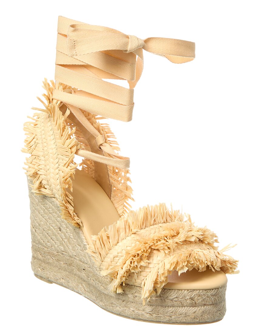 Castañer Belisa Raffia Wedge Sandal Brown Multi