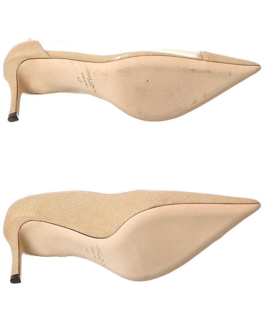 Jimmy Choo Jimmy Choo Cass 75 Linen & Vinyl Pump (Authentic Pre-Loved)