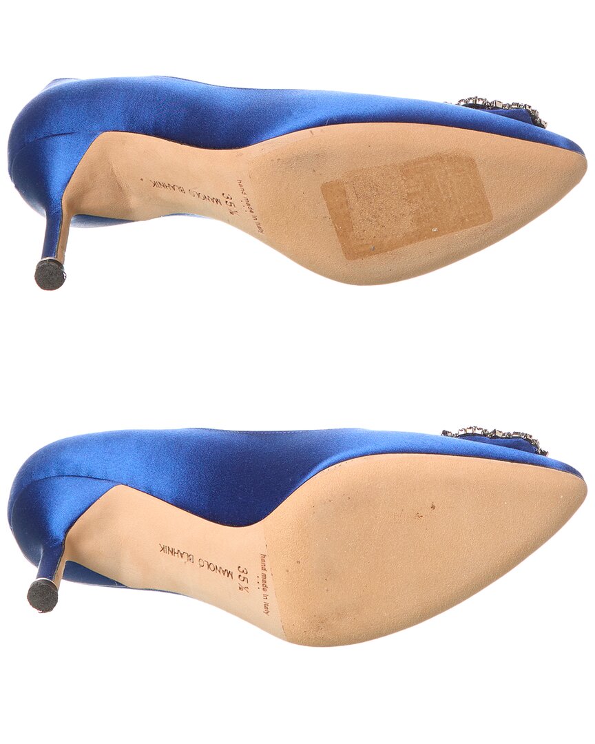 ゆ*め様 MANOLO BLAHNIK ブルー サテン パンプス ビジュー 37 Manolo Blahnik Hangisi 70 Satin Pump (Authentic Pre-Owned) – Bluefly