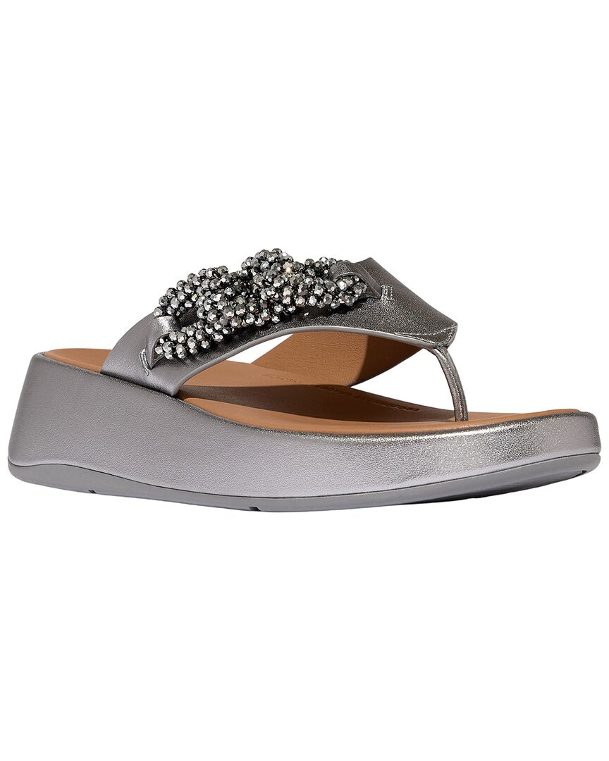 Fitflop F-Mode Beaded Chain Leather Toe Post Sandal