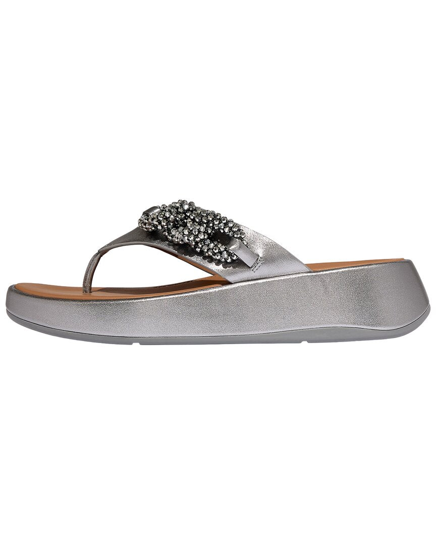 Fitflop F-Mode Beaded Chain Leather Toe Post Sandal