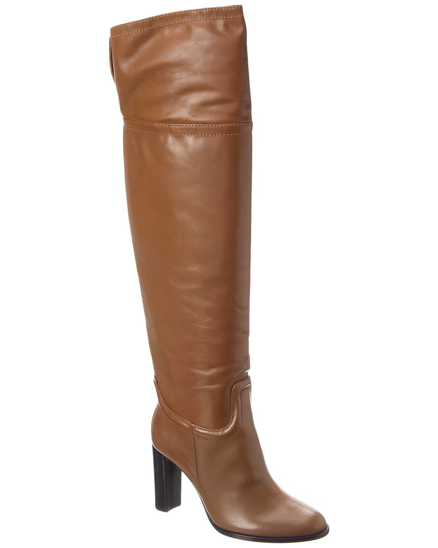 Alexandre Birman Lauren 90 Leather Over-The-Knee Boot Brown Multi