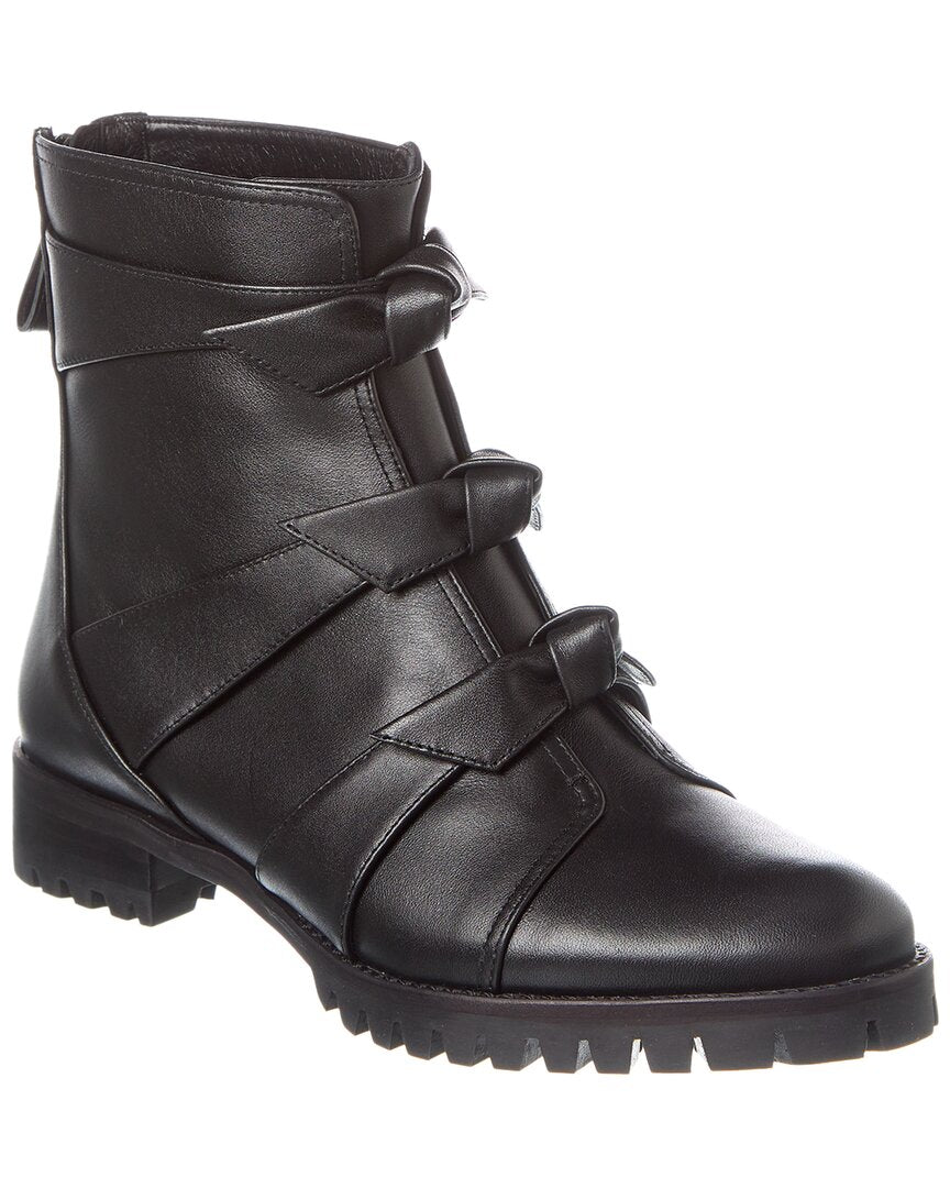 Alexandre Birman Lolita Leather Combat Bootie 36 Black