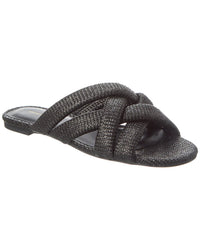 Stuart Weitzman Crossover Raffia Slide Black