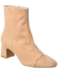 Stuart Weitzman Milla Chain 60 Zip Suede Bootie Beige