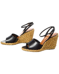 Saint Laurent Sexy 95 Leather Wedge Sandal (Authentic Pre-Loved)