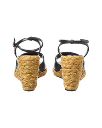 Saint Laurent Sexy 95 Leather Wedge Sandal (Authentic Pre-Loved)