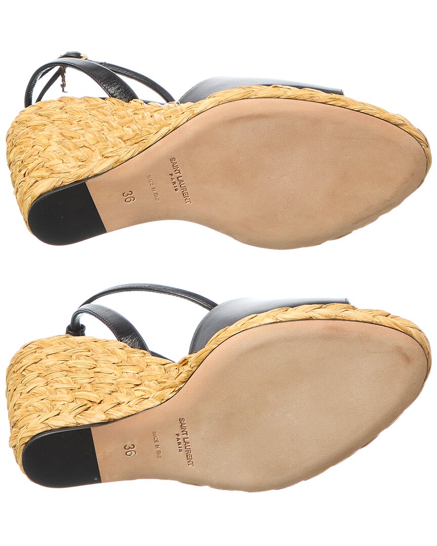 Saint Laurent Sexy 95 Leather Wedge Sandal (Authentic Pre-Loved)