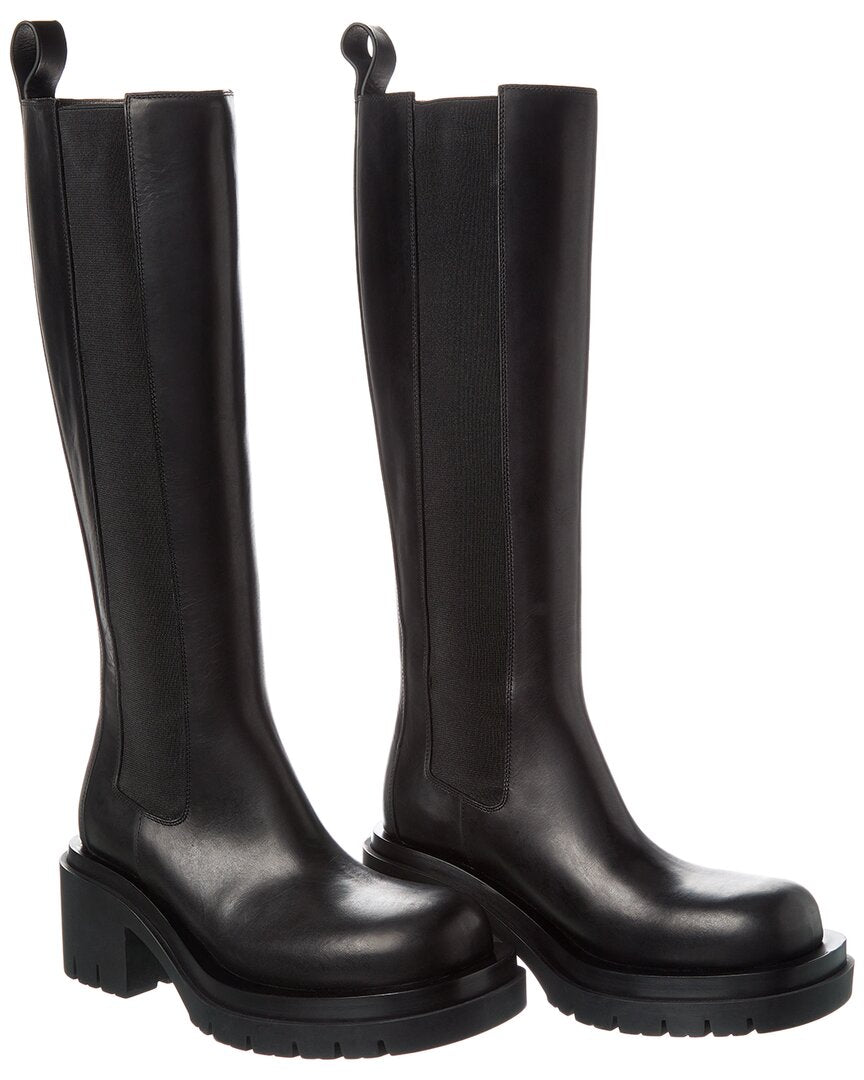 Bottega Veneta Lug Leather Boot (Authentic Pre-Owned) 38 Black