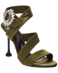 Alexandre Birman Antonia Crystals 100 Satin Sandal Green