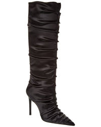 Stuart Weitzman Strt Ruched 100 Satin Knee-High Boot Black