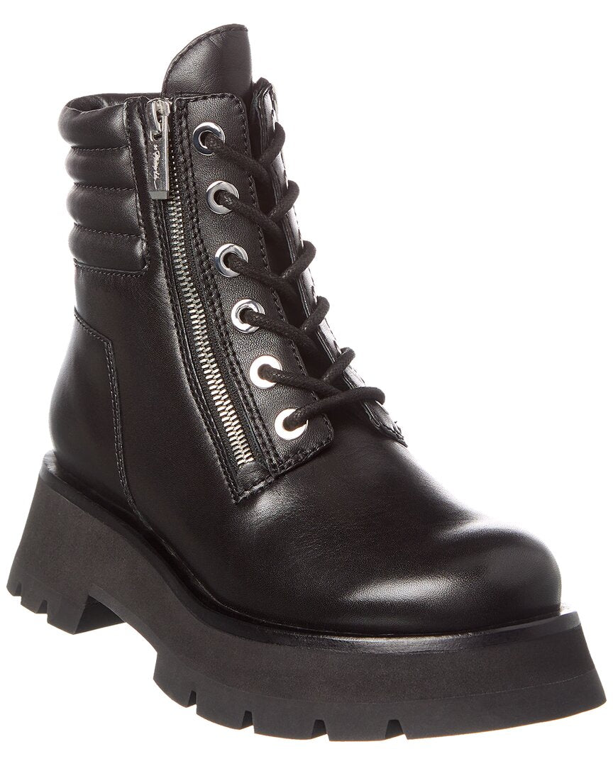 3.1 Phillip Lim Kate Lug Sole Double Zip Leather Boot Black