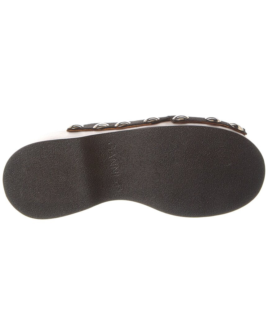 Ganni Retro Peep Toe Suede Clog