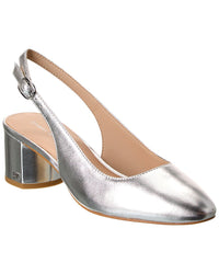 Stuart Weitzman Bridgt 50 Leather Slingback Pump Silver