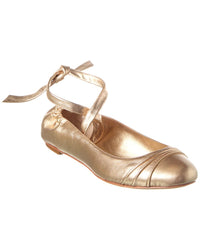Alexandre Birman Clarita Leather Ballet Flat Gold