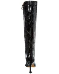 Alexandre Birman Kyra 85 Patent Croc-Embossed Leather Knee-High Boot