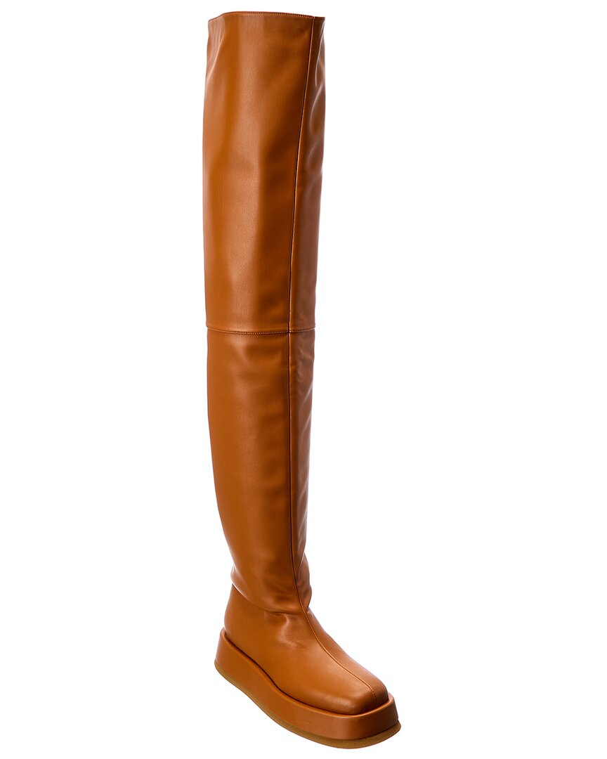 Gia Borghini X Rhw Rosie 10 Leather Thigh-High Boot Brown Multi