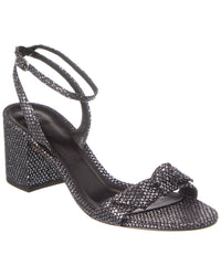 Alexandre Birman Clarita Block 60 Glitter Leather Sandal Silver