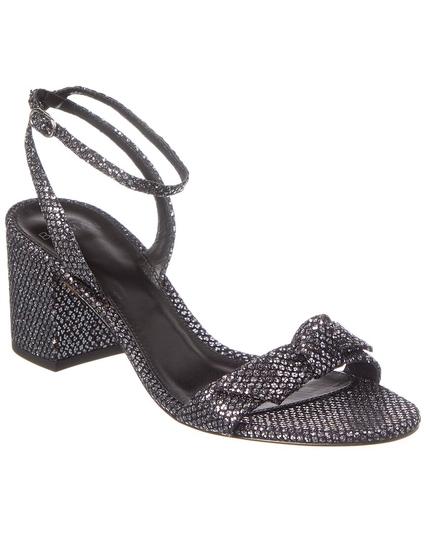 Alexandre Birman Clarita Block 60 Glitter Leather Sandal Silver