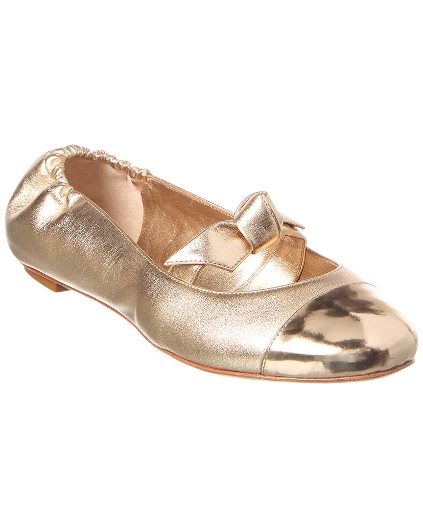 Alexandre Birman Clarita Leather Ballerina Flat Gold