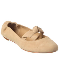 Alexandre Birman Clarita Suede Ballerina Flat Brown Multi