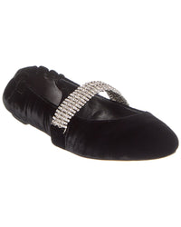 Alexandre Birman Camila Velvet Ballerina Flat Black