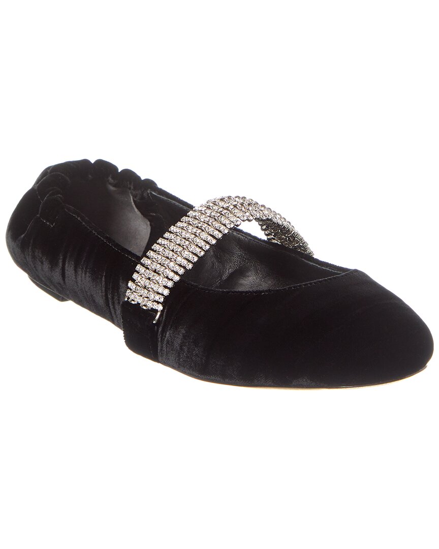 Alexandre Birman Camila Velvet Ballerina Flat Black