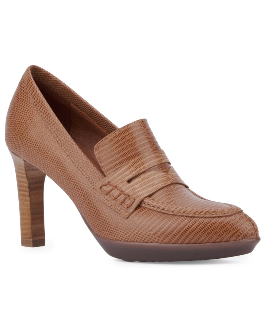 Aquatalia Rella Weatherproof Leather Pump Brown Multi