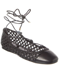 Alexandre Birman Tresse Leather Ballerina Flat Black