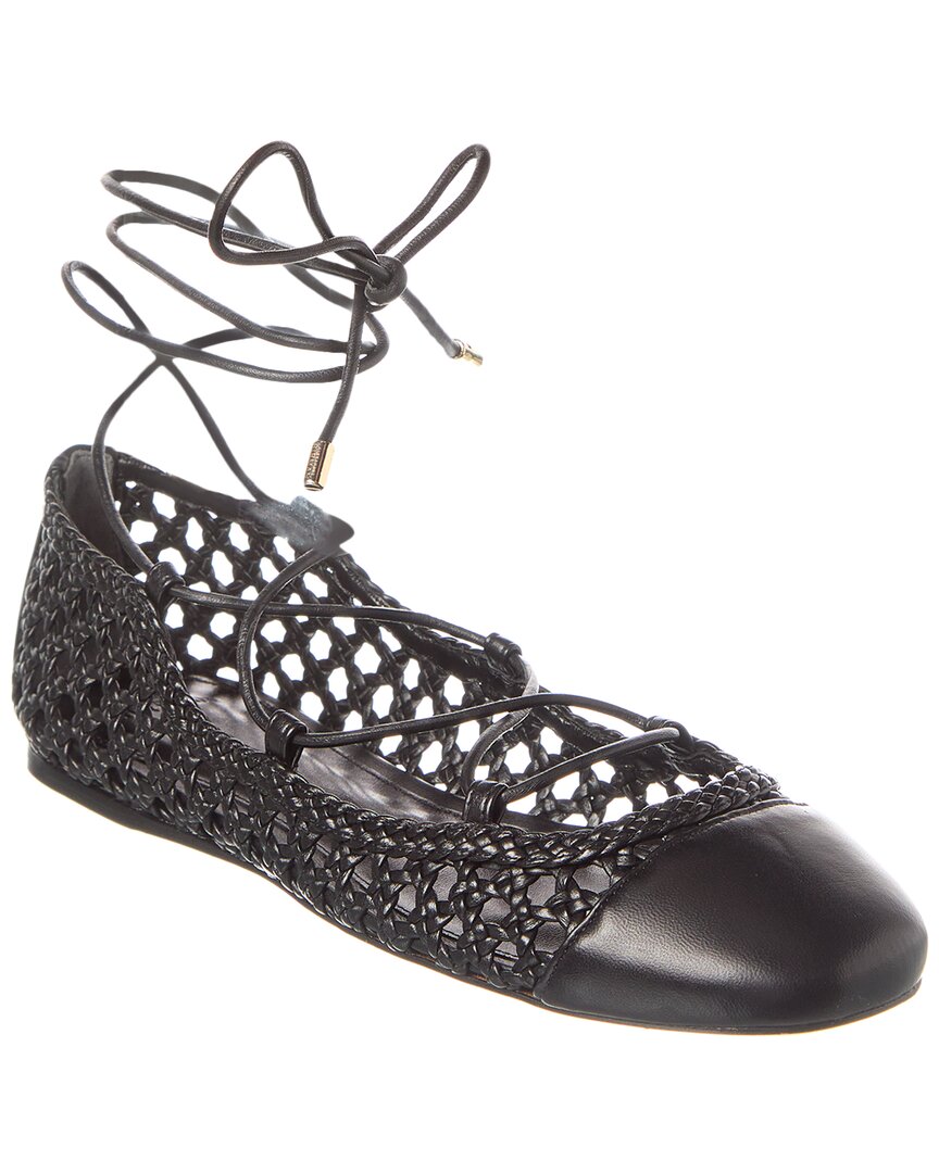 Alexandre Birman Tresse Leather Ballerina Flat Black